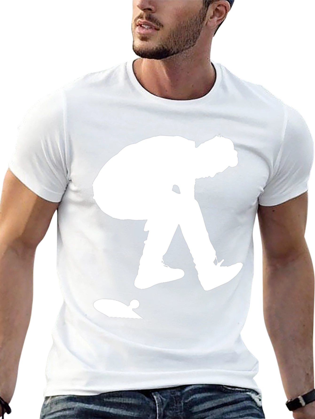 Skateboarder Graphic Tee - Black Cotton Casual Shirt
