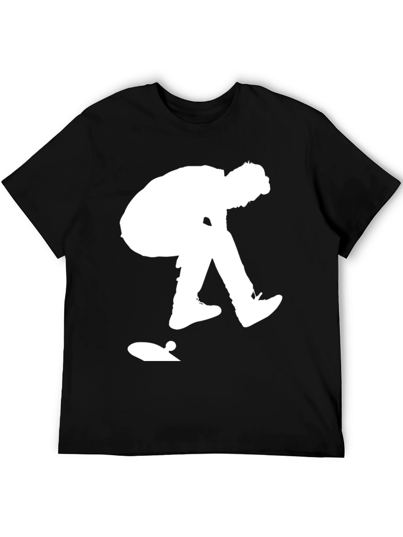 Skateboarder Graphic Tee - Black Cotton Casual Shirt