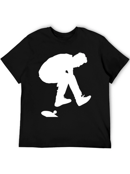 Skateboarder Graphic Tee - Black Cotton Casual Shirt