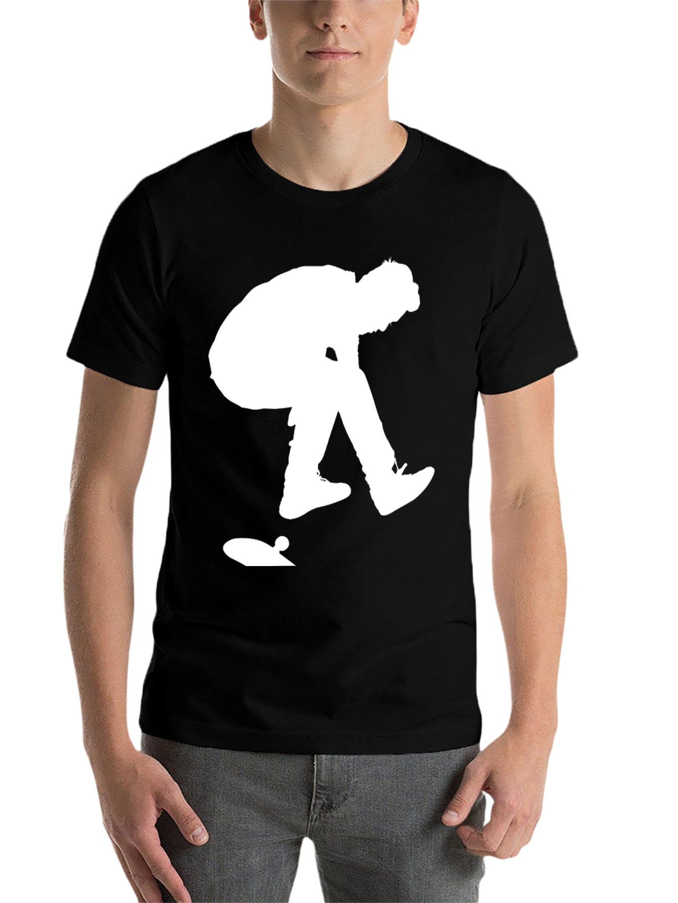 Skateboarder Graphic Tee - Black Cotton Casual Shirt