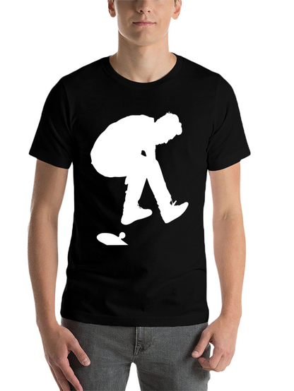Skateboarder Graphic Tee - Black Cotton Casual Shirt