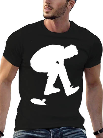 Skateboarder Graphic Tee - Black Cotton Casual Shirt