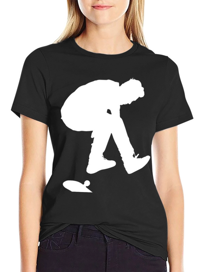 Skateboarder Graphic Tee - Black Cotton Casual Shirt