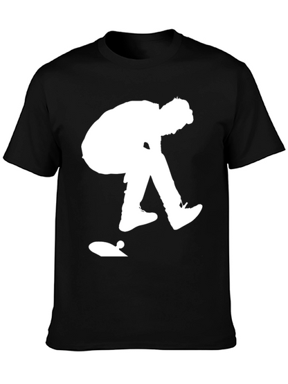 Skateboarder Graphic Tee - Black Cotton Casual Shirt