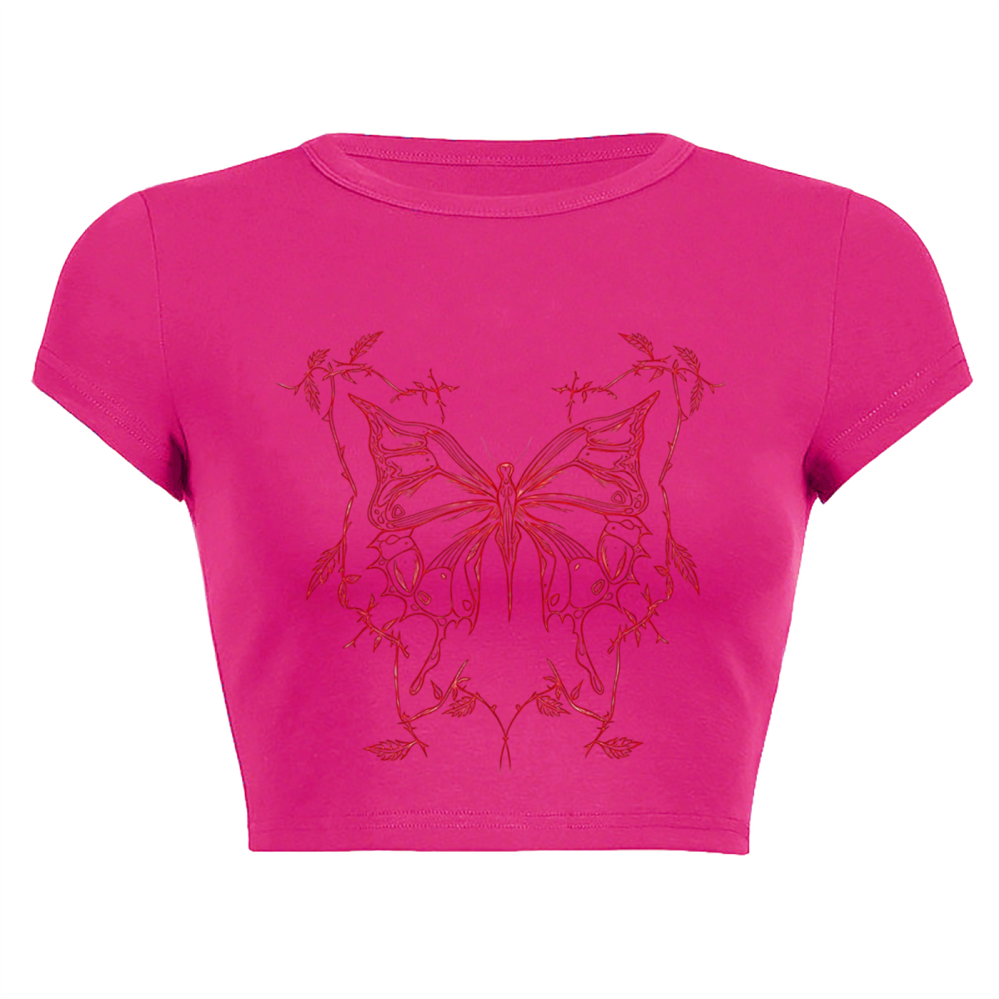A Little Bit Dramatic Pink Strawberry Coquette Crop Top
