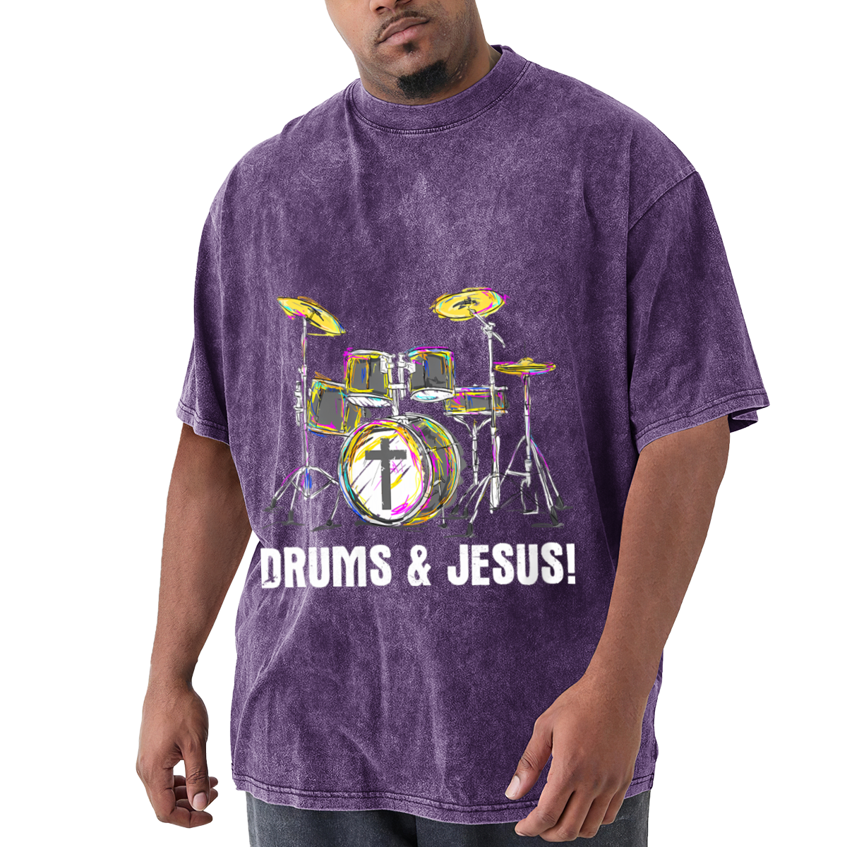 Drums & Jesus Colorful Christian Drummer Vintage T-Shirt