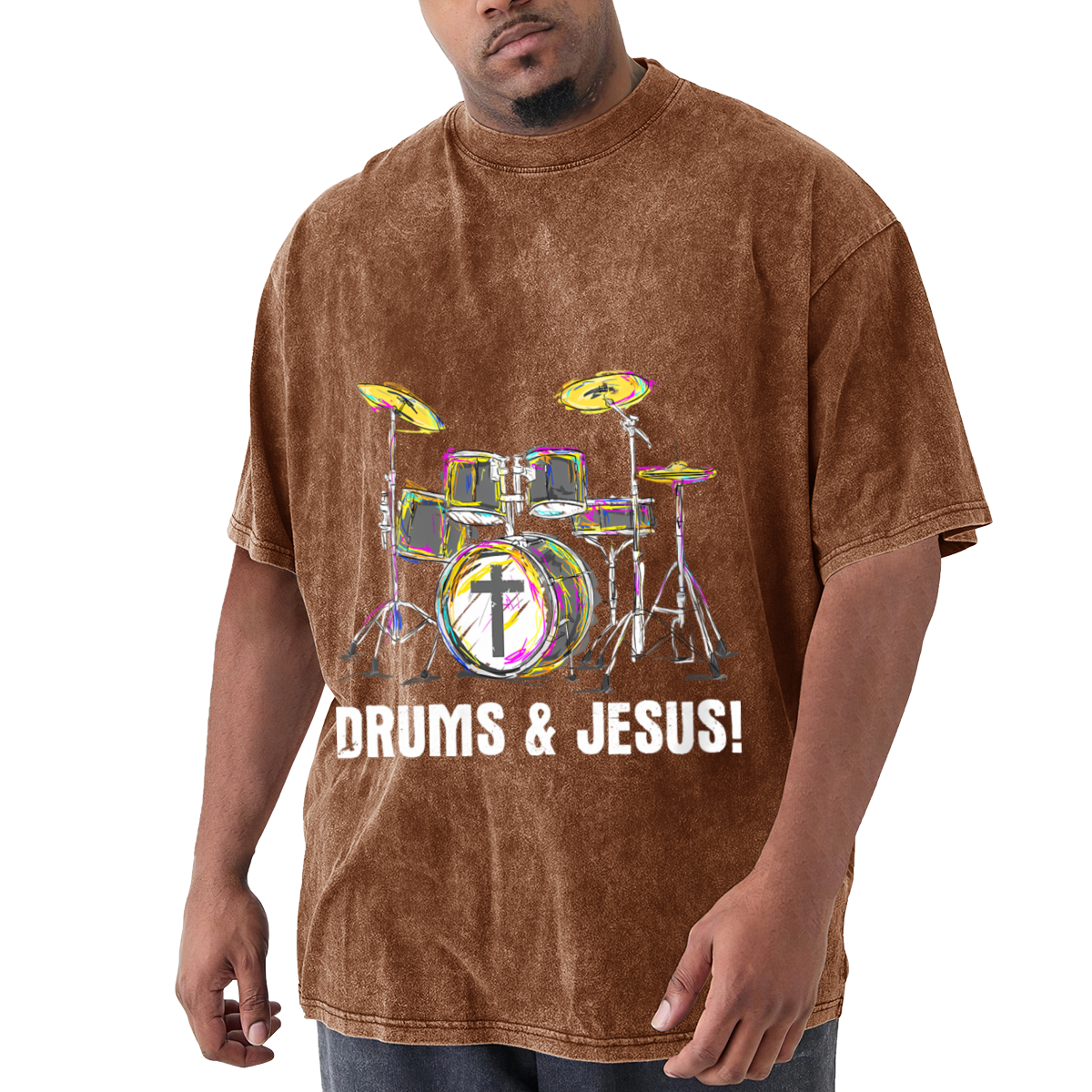 Drums & Jesus Colorful Christian Drummer Vintage T-Shirt