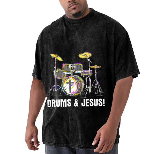 Drums & Jesus Colorful Christian Drummer Vintage T-Shirt