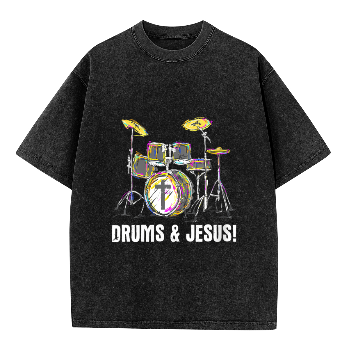 Drums & Jesus Colorful Christian Drummer Vintage T-Shirt