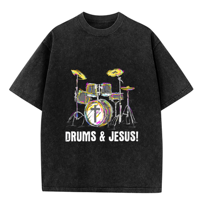 Drums & Jesus Colorful Christian Drummer Vintage T-Shirt