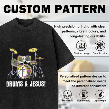 Drums & Jesus Colorful Christian Drummer Vintage T-Shirt