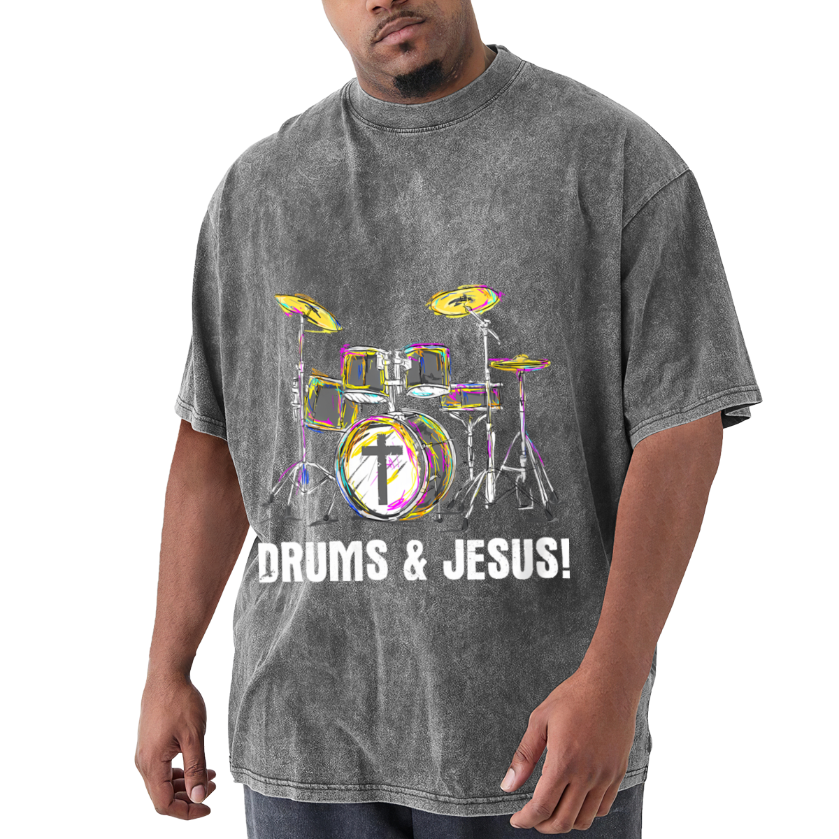Drums & Jesus Colorful Christian Drummer Vintage T-Shirt