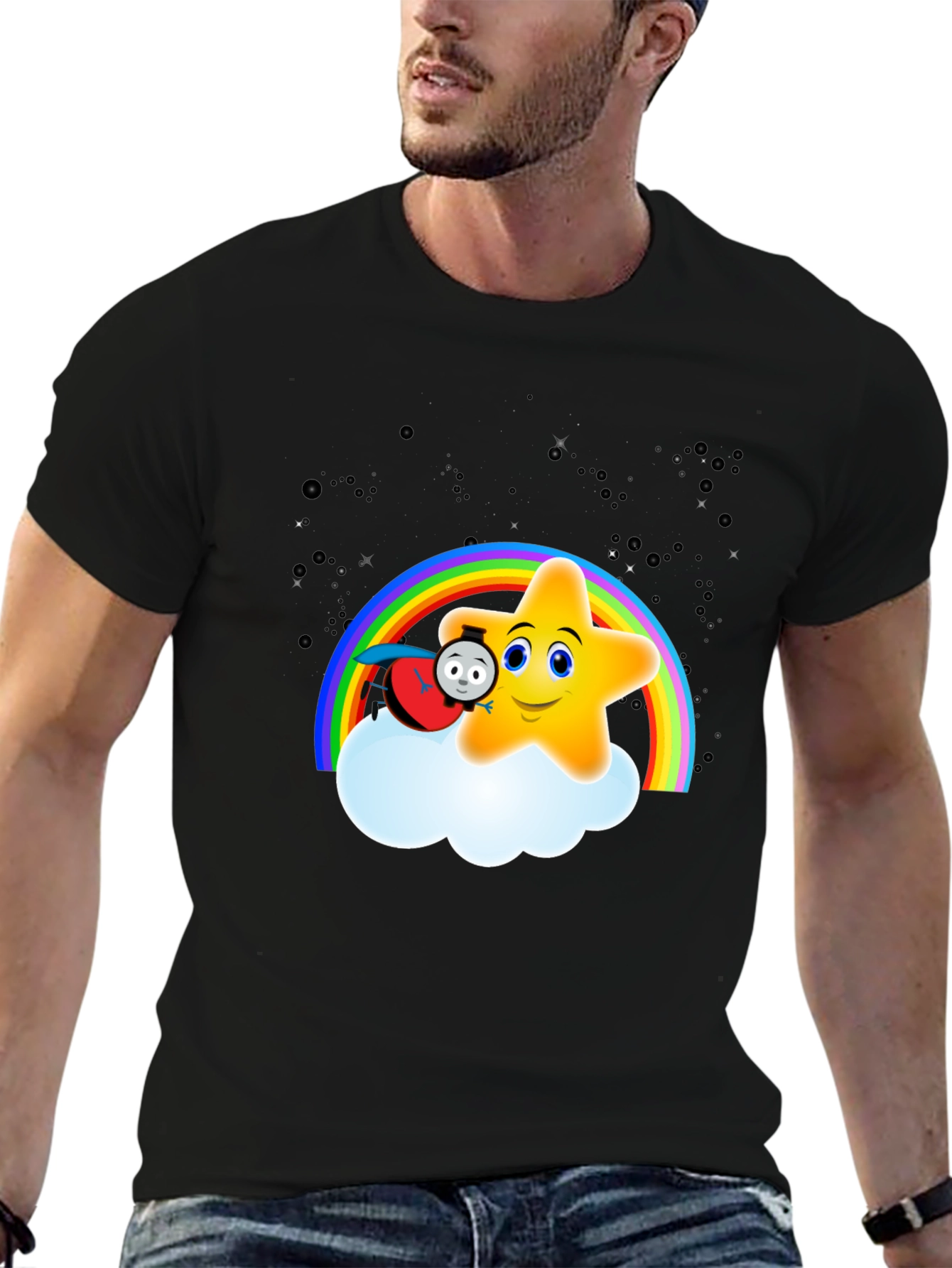 Cute Star Rainbow Train Graphic Tee