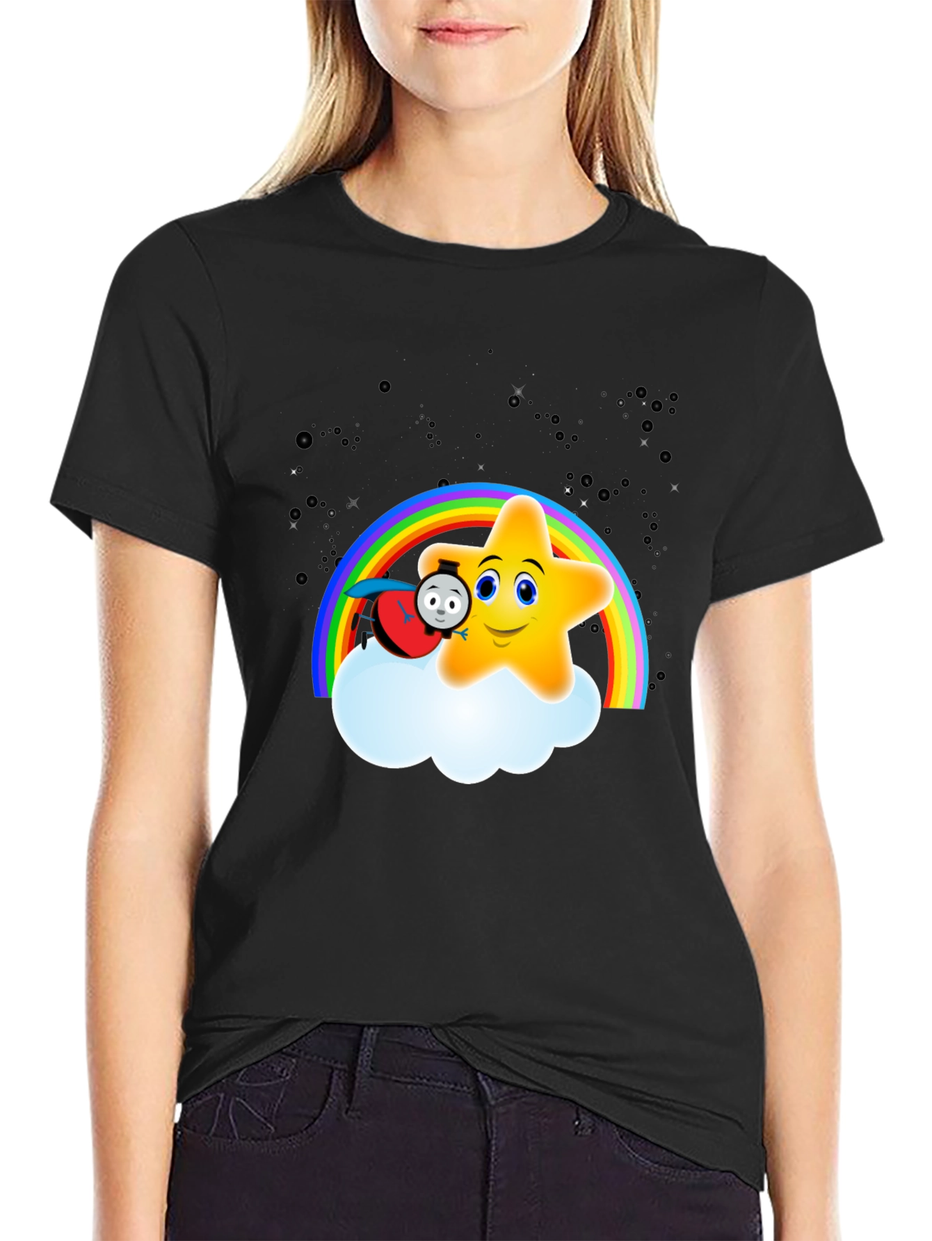 Cute Star Rainbow Train Graphic Tee