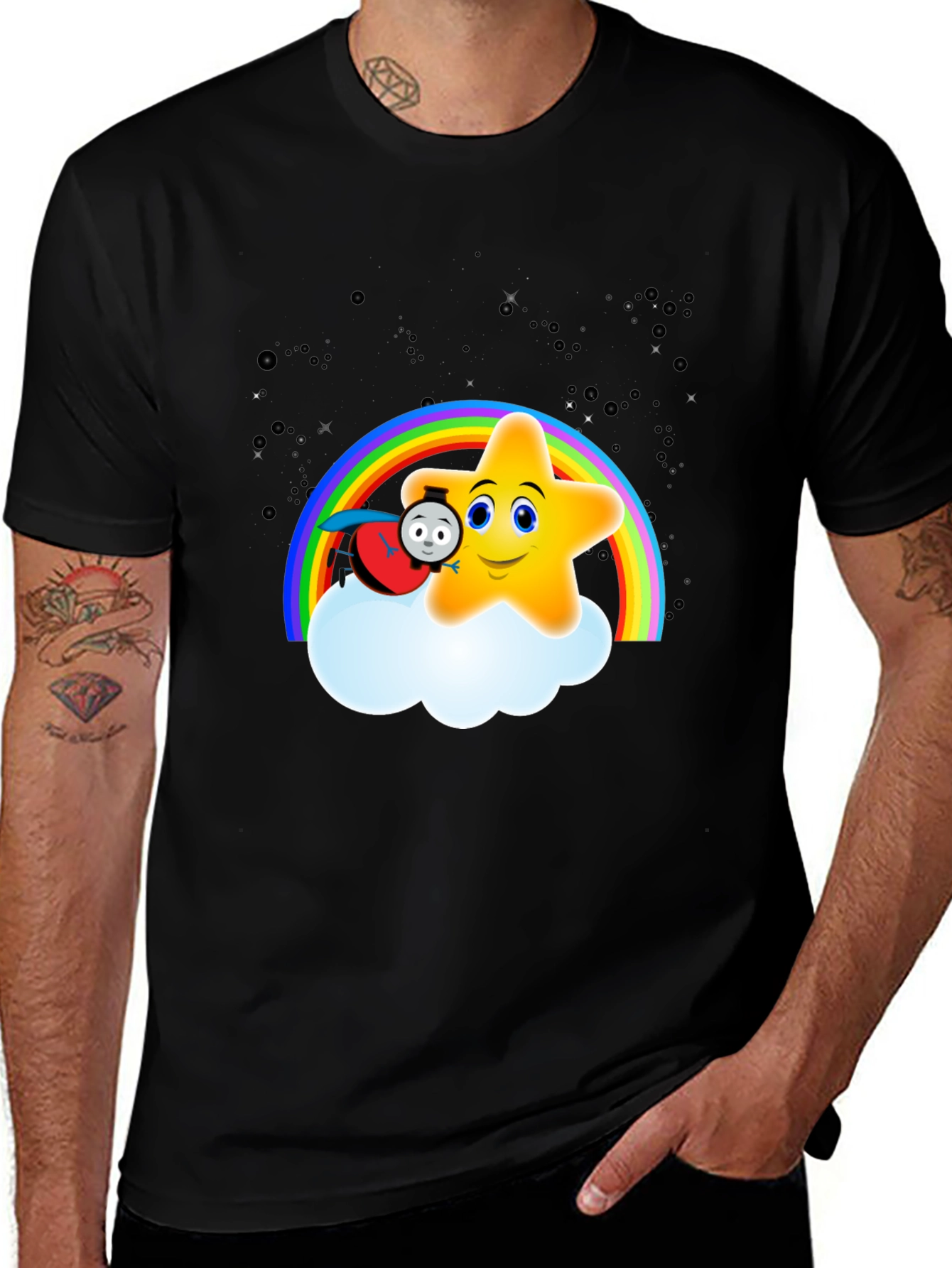 Cute Star Rainbow Train Graphic Tee
