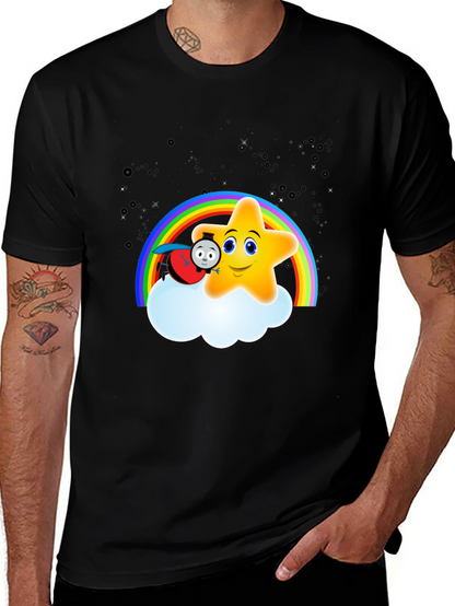 Cute Star Rainbow Train Graphic Tee