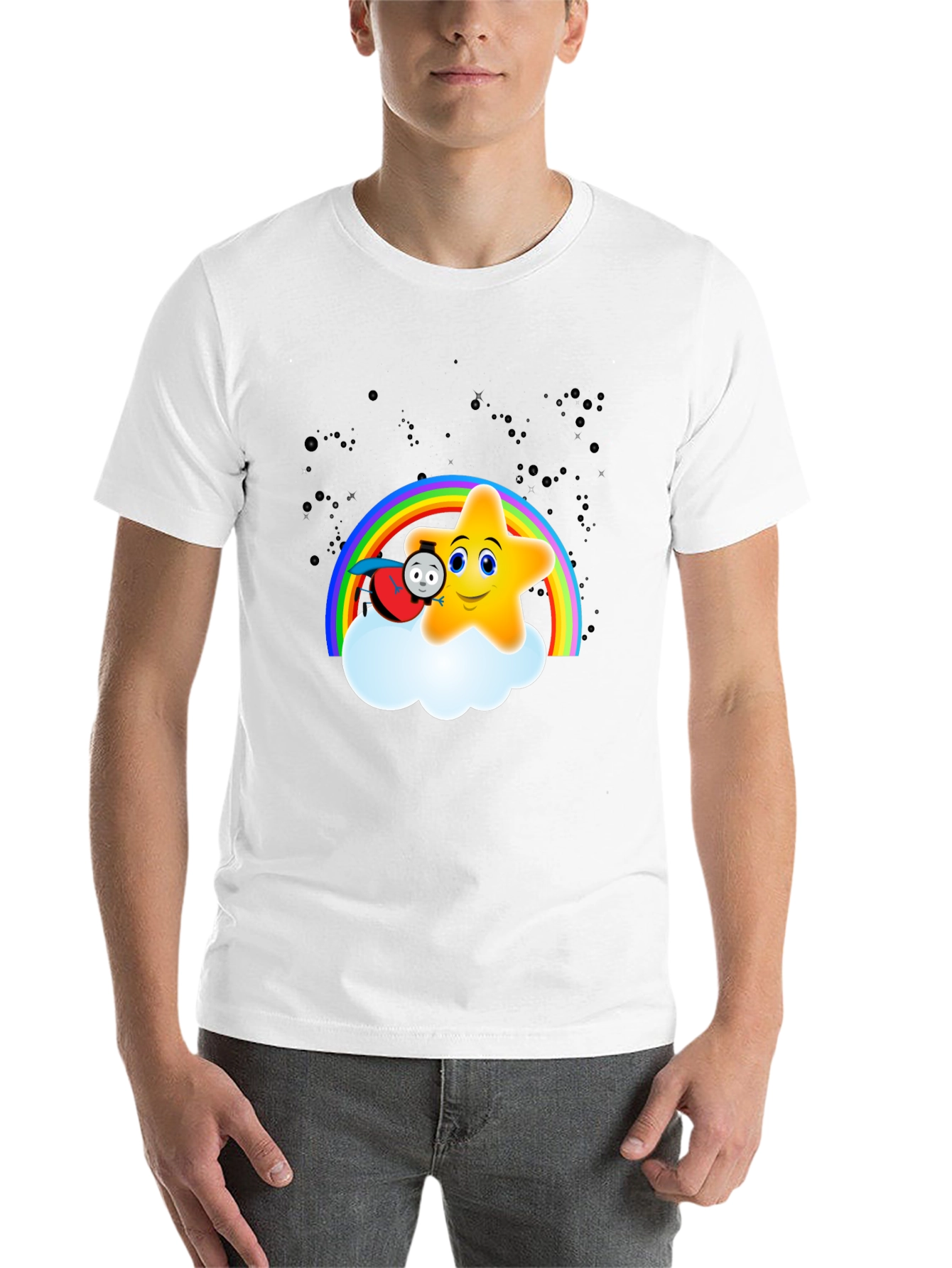 Cute Star Rainbow Train Graphic Tee