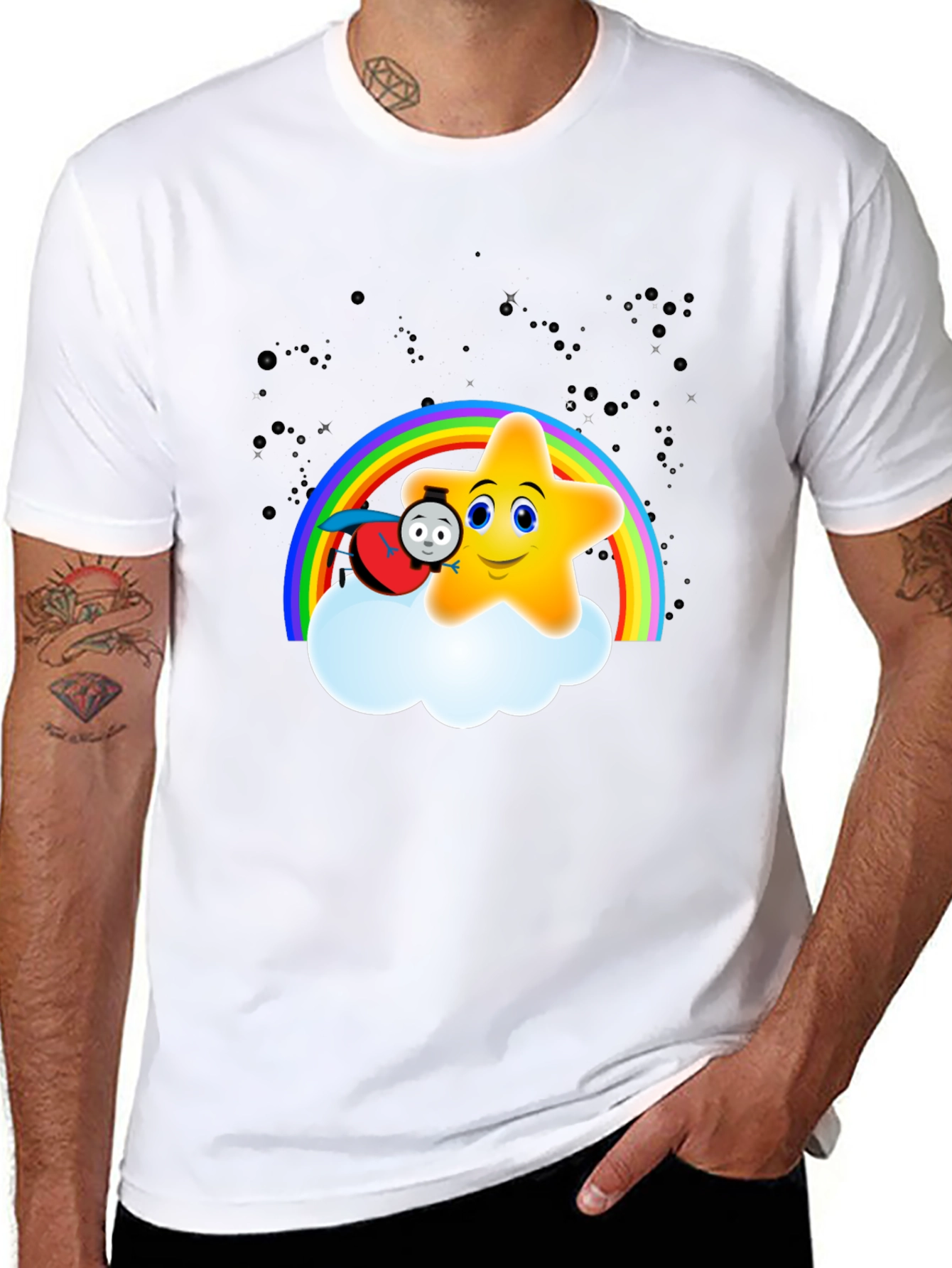 Cute Star Rainbow Train Graphic Tee