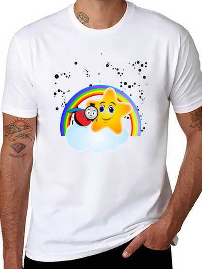 Cute Star Rainbow Train Graphic Tee