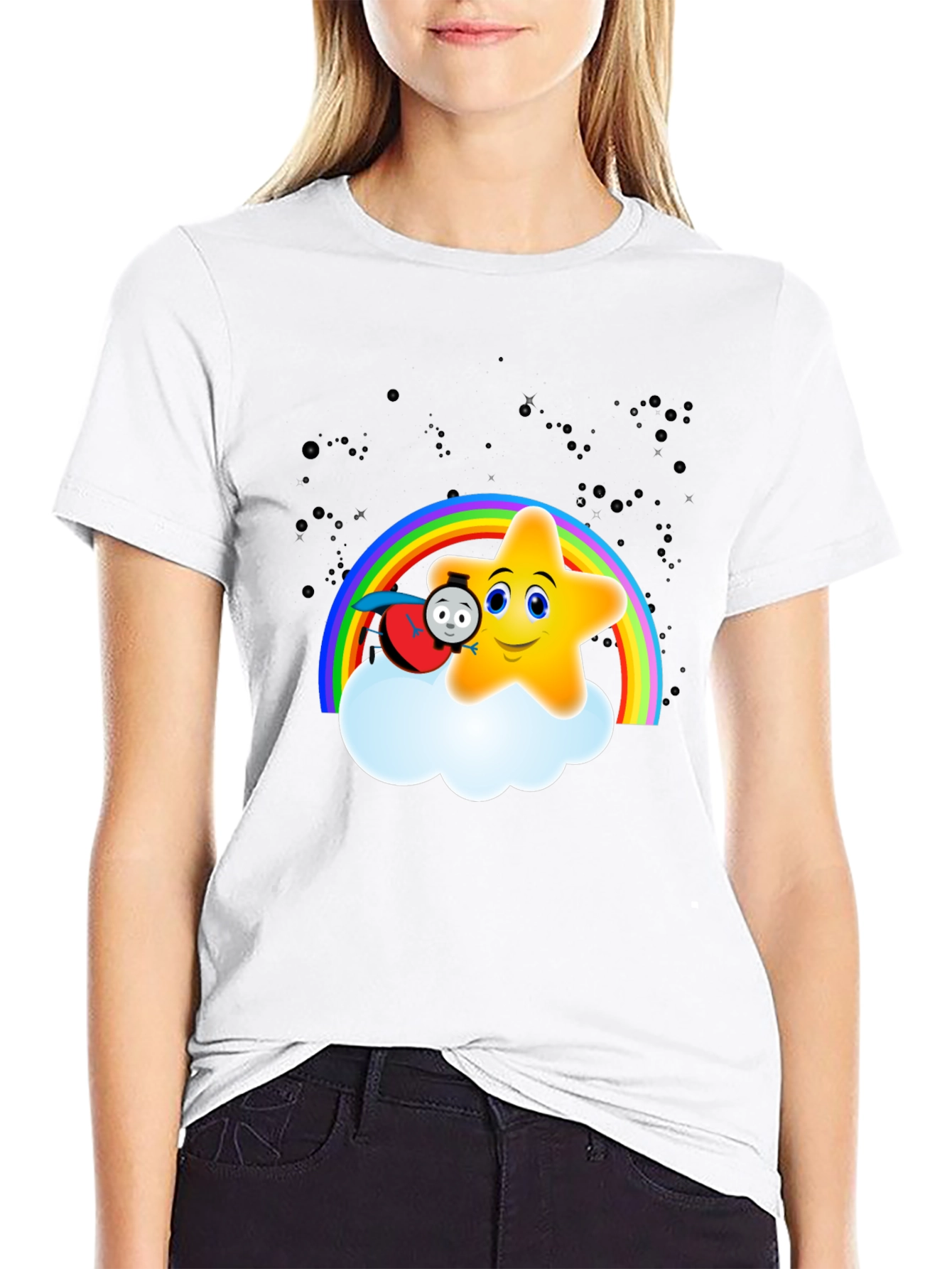Cute Star Rainbow Train Graphic Tee