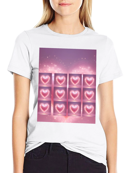 Heart Grid Graphic Tee - Trendy Black T-Shirt