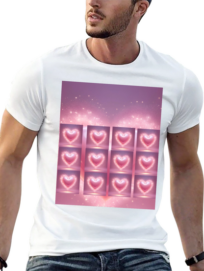Heart Grid Graphic Tee - Trendy Black T-Shirt