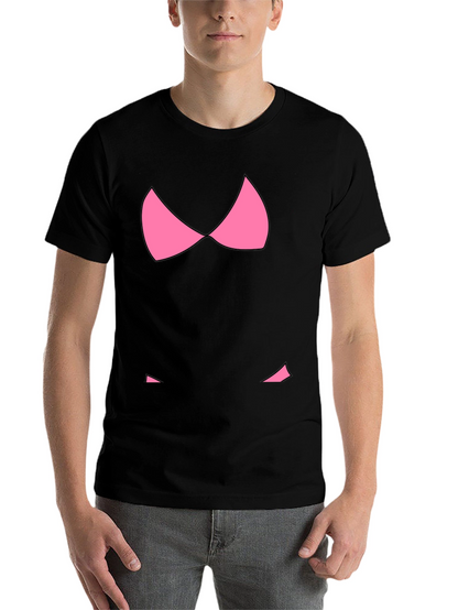Funny Pink Bikini Top Graphic T-Shirt - Black