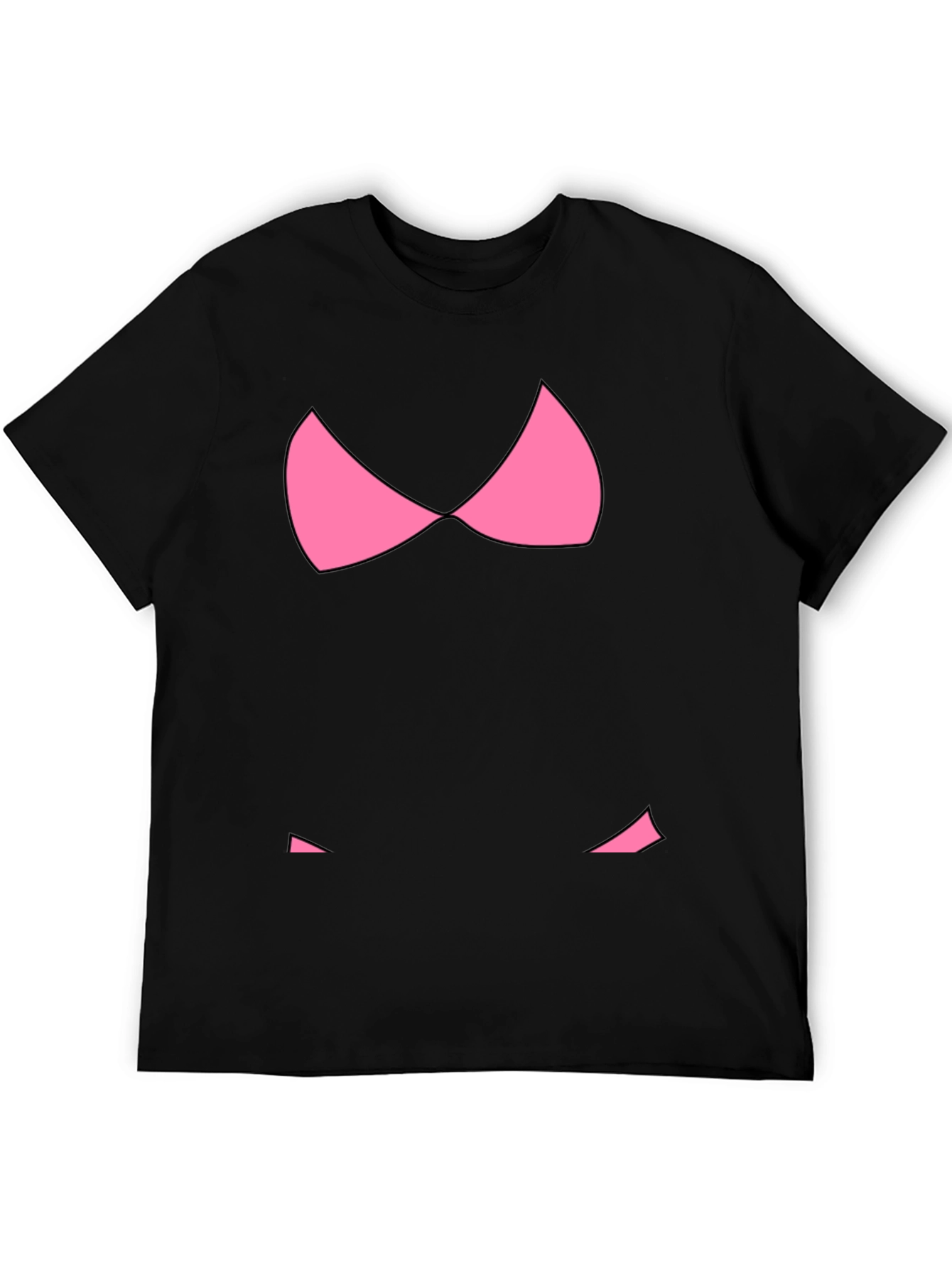 Funny Pink Bikini Top Graphic T-Shirt - Black