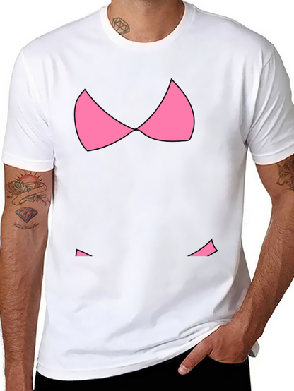 Funny Pink Bikini Top Graphic T-Shirt - Black