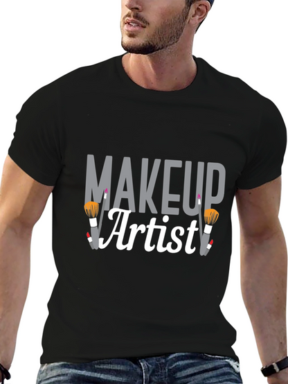 Makeup Artist Graphic Tee - Black Cotton T-Shirt