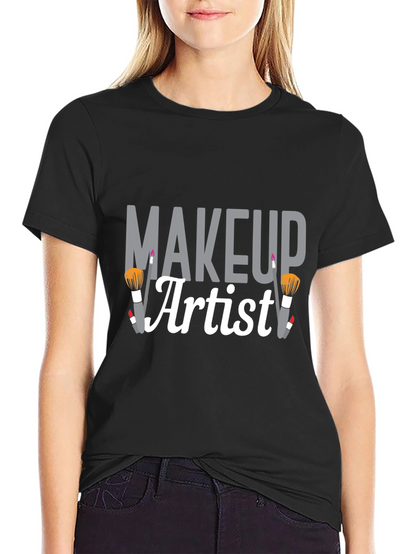 Makeup Artist Graphic Tee - Black Cotton T-Shirt