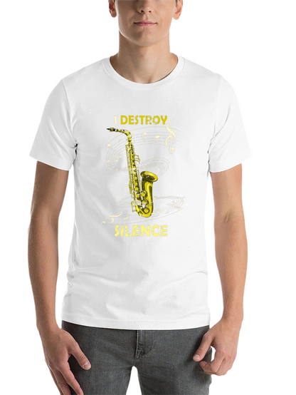 I Destroy Silence Saxophone Black T-Shirt Music Lover