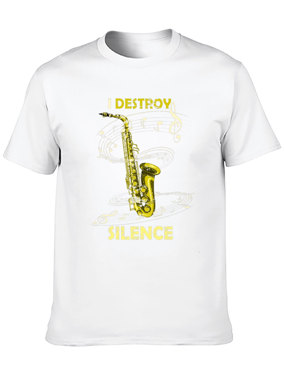 I Destroy Silence Saxophone Black T-Shirt Music Lover