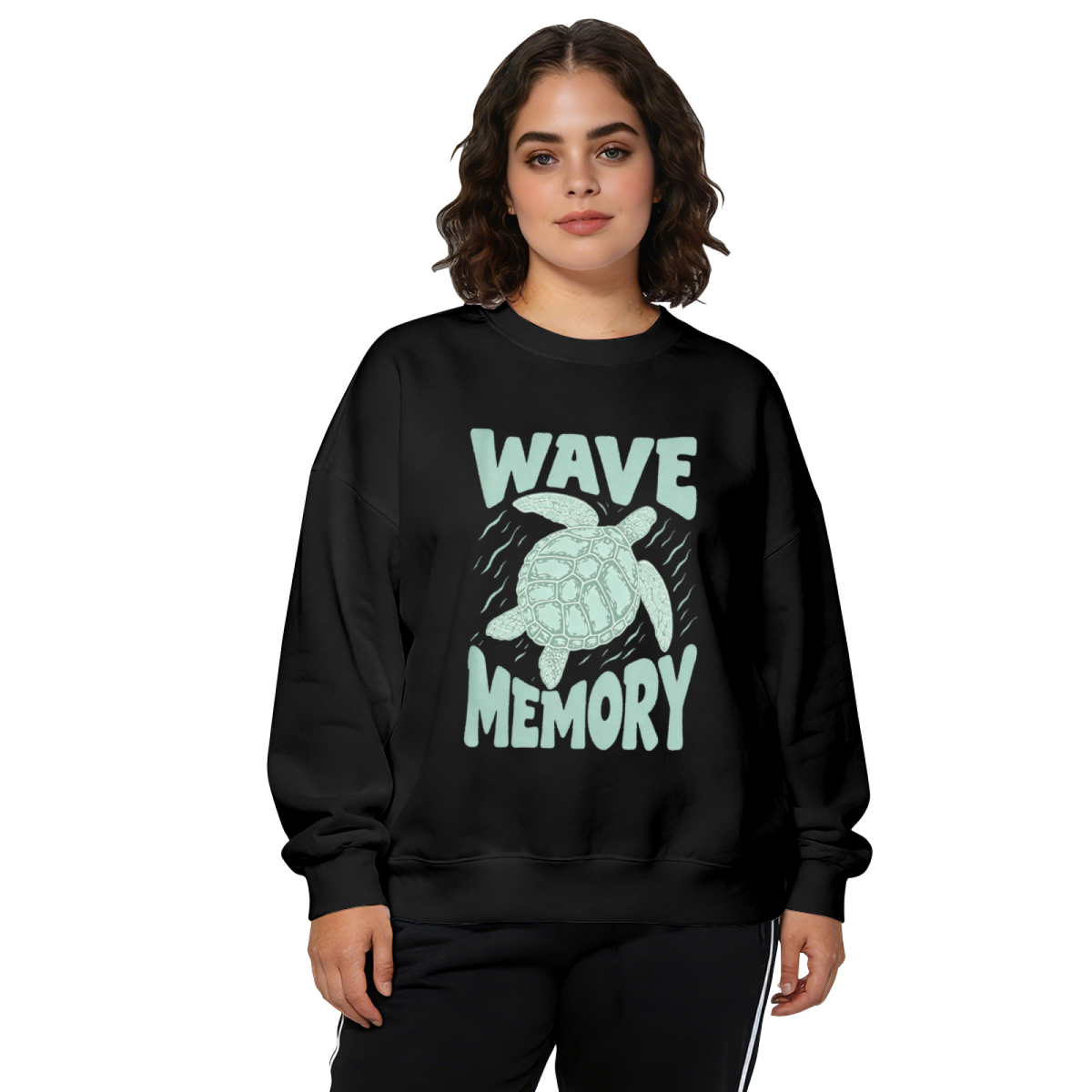 Wave Memory Sea Turtle Ocean?Vibe Graphic Crewneck Sweatshirt