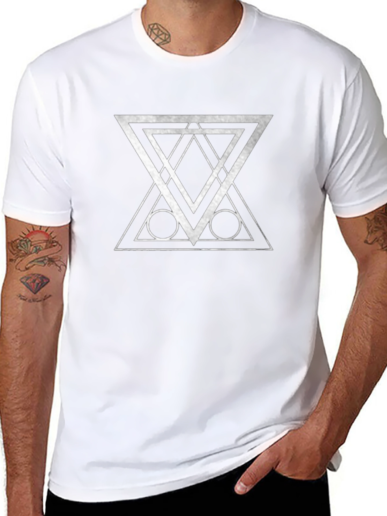 Geometric Graphic Print Black T-Shirt