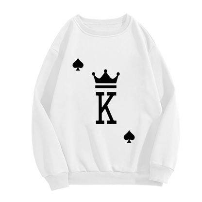 Clean Simple King Of Spades Crown White Crewneck Sweatshirt