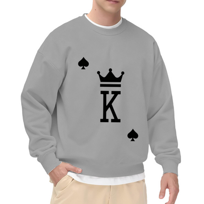 Clean Simple King Of Spades Crown White Crewneck Sweatshirt