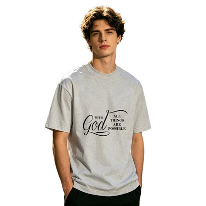 Men's Dark Tone God All Things Are Possible Faith Minimal Tee