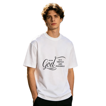 Men's Dark Tone God All Things Are Possible Faith Minimal Tee