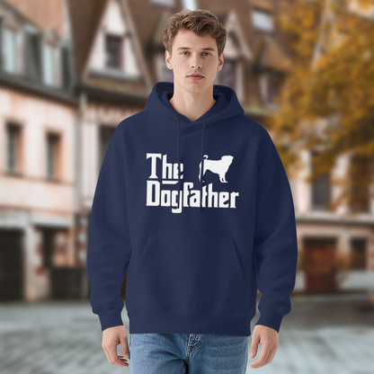 The Dogfather Dog Silhouette Navy Hoodie, Pet Lover Unisex Comfort Sweatshirt