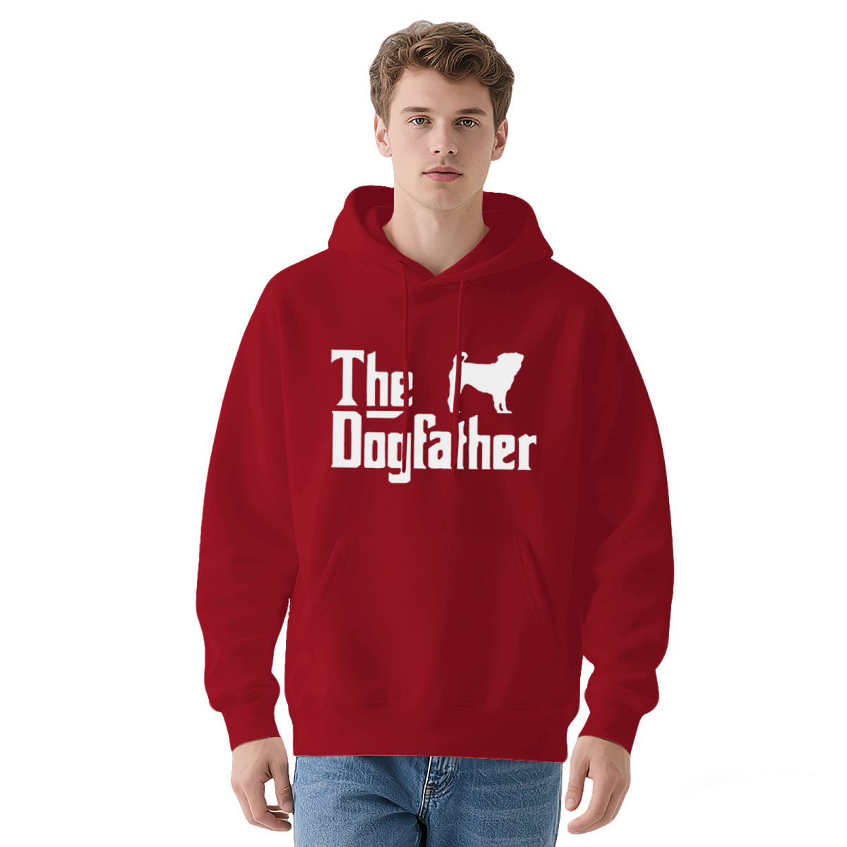 The Dogfather Dog Silhouette Navy Hoodie, Pet Lover Unisex Comfort Sweatshirt