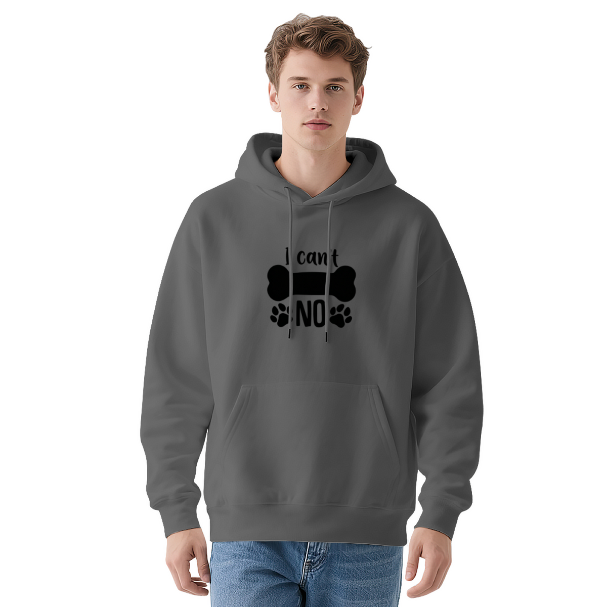 Cute Bone Paw I Can¡¯t NO Statement Graphic Hoodie