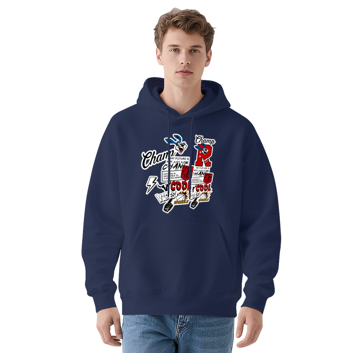 Bold Multi‑Pattern Street Art Graffiti Black Hoodie