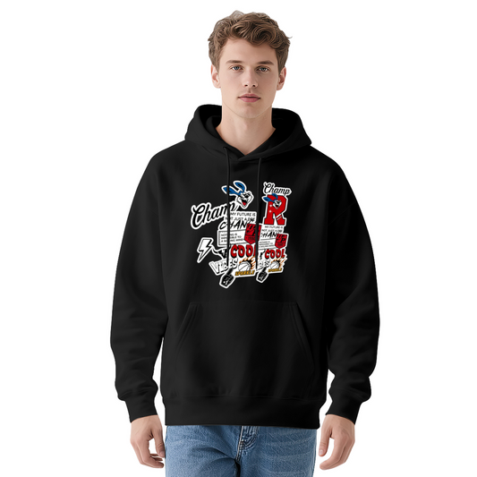Bold Multi‑Pattern Street Art Graffiti Black Hoodie