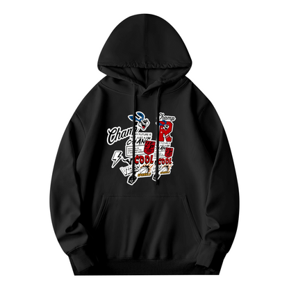 Bold Multi‑Pattern Street Art Graffiti Black Hoodie