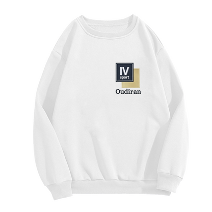 IV Sport Square Logo Minimal White Layered Crewneck Sweatshirt