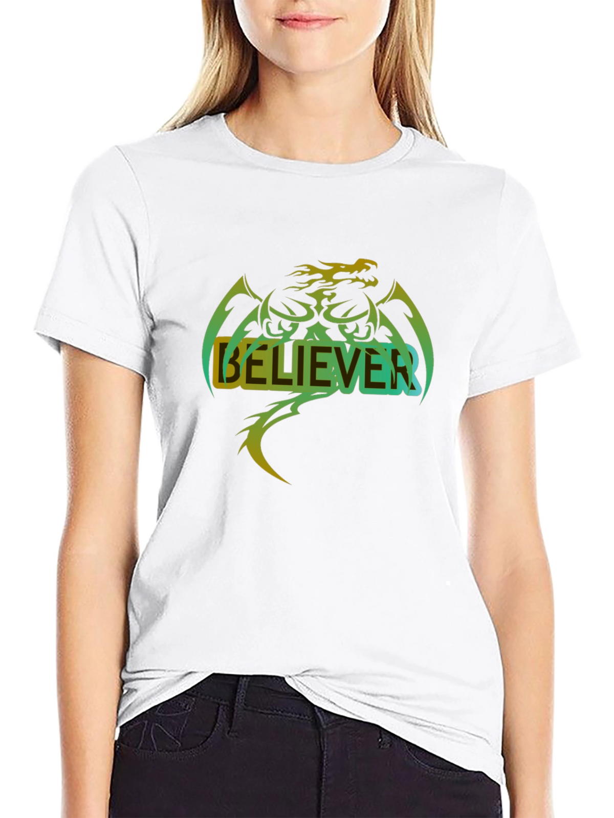 Believer Dragon Graphic T-Shirt - Cool Casual Tee