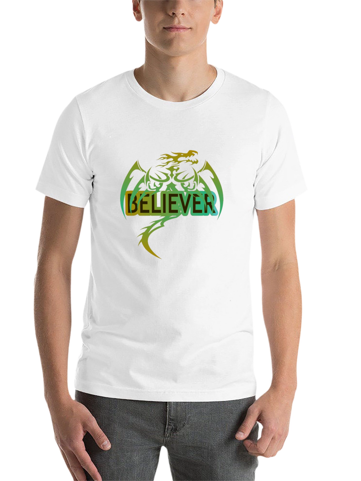 Believer Dragon Graphic T-Shirt - Cool Casual Tee