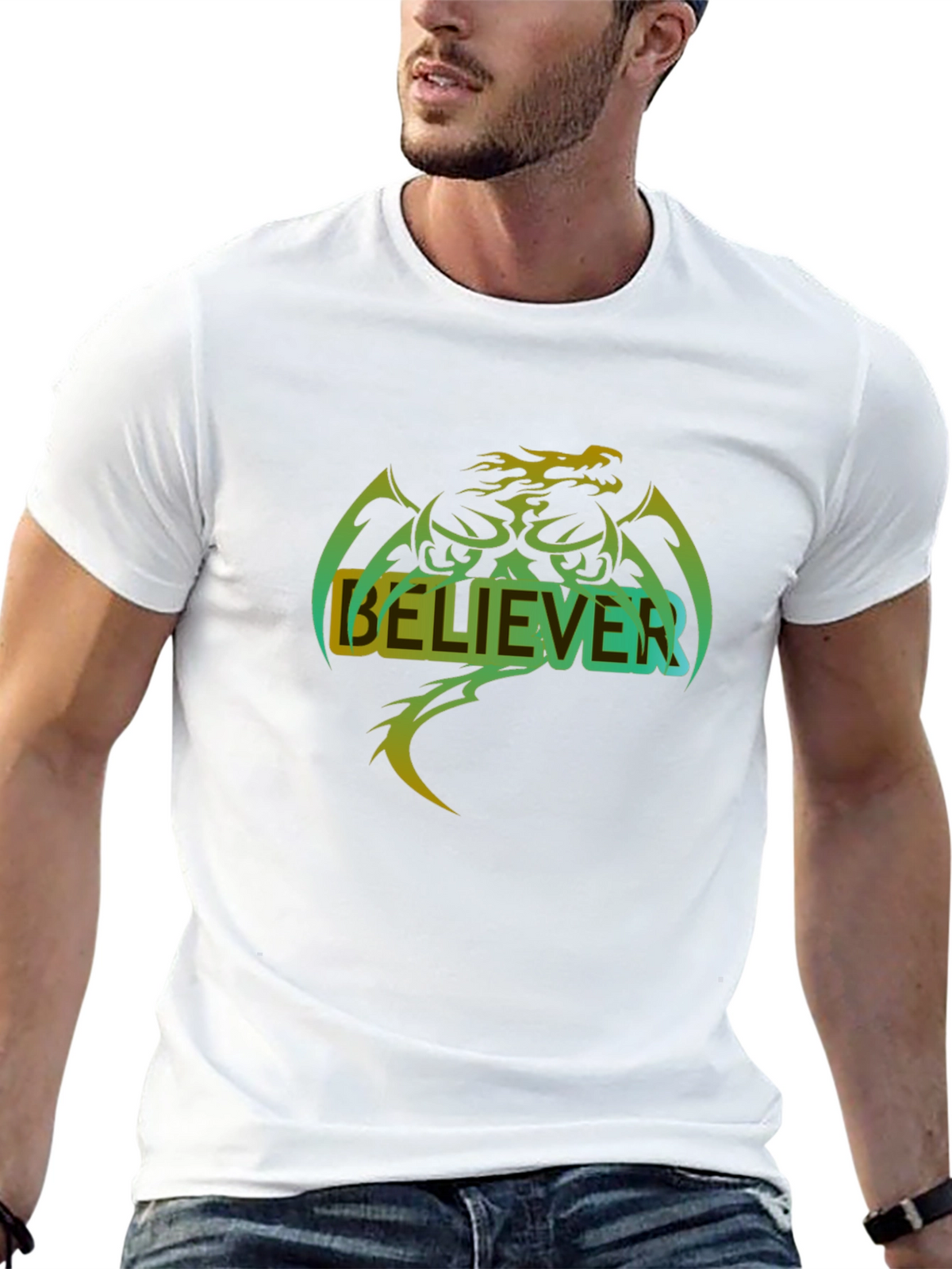 Believer Dragon Graphic T-Shirt - Cool Casual Tee