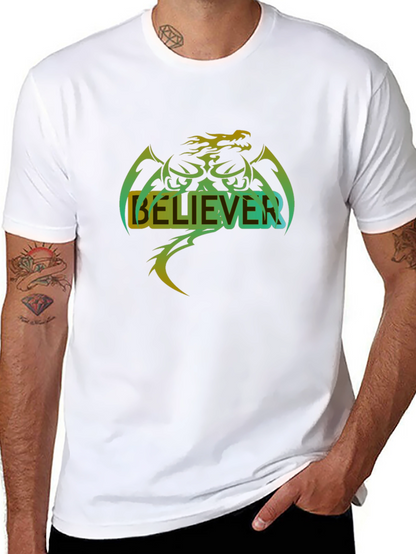 Believer Dragon Graphic T-Shirt - Cool Casual Tee